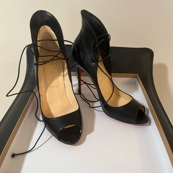 Lace Up Red Bottom Heels Neiman Marcus Christian Louboutin Exagona